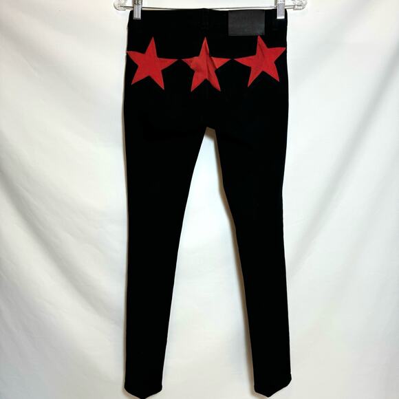 GIVENCHY Women’s Low Rise Skinny Leg Jeans Red Stars Whimsigoth Grunge Waist 27 - Picture 2 of 10